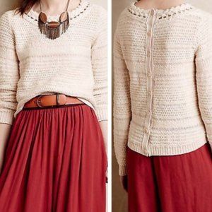 Anthropologie MOTH Cropped Button Back Sweater